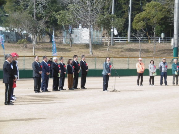 「開会式」伊東市長がご挨拶に来てくださいました！みんなで真備を盛り上げましょう！！