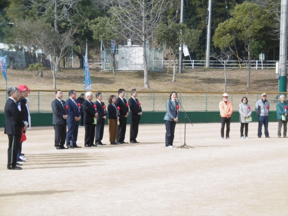 「開会式」伊東市長がご挨拶に来てくださいました！みんなで真備を盛り上げましょう！！