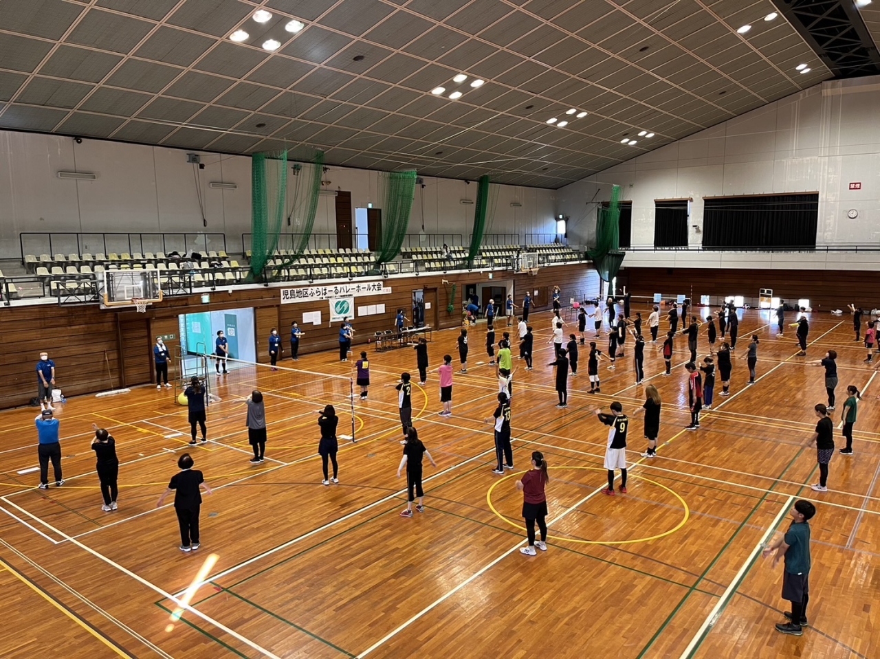 ラジオ体操をして、準備万端！